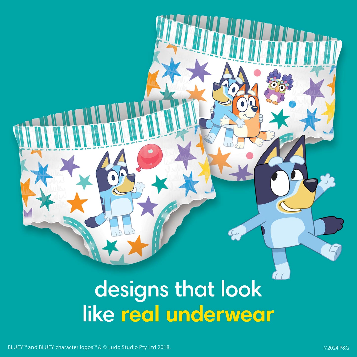 Pampers Training Pants - Easy Ups Boys & Girls Bluey - Size 4T-5T, 104 Count, Children's Potty Underwear (Packaging May Vary)