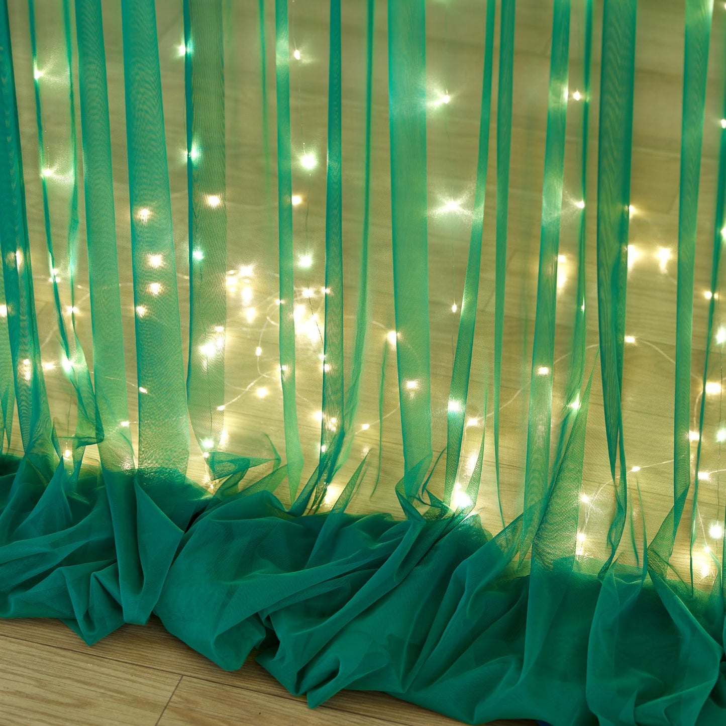 White Tulle Backdrop Curtain with Lights String for Parites 10×8ft Sheer Backdrop Curtains White Curtain Backdrop for Wedding Baby Shower Birthday Party Photo Shoot Decorations(2 Panels 10ft×8ft)
