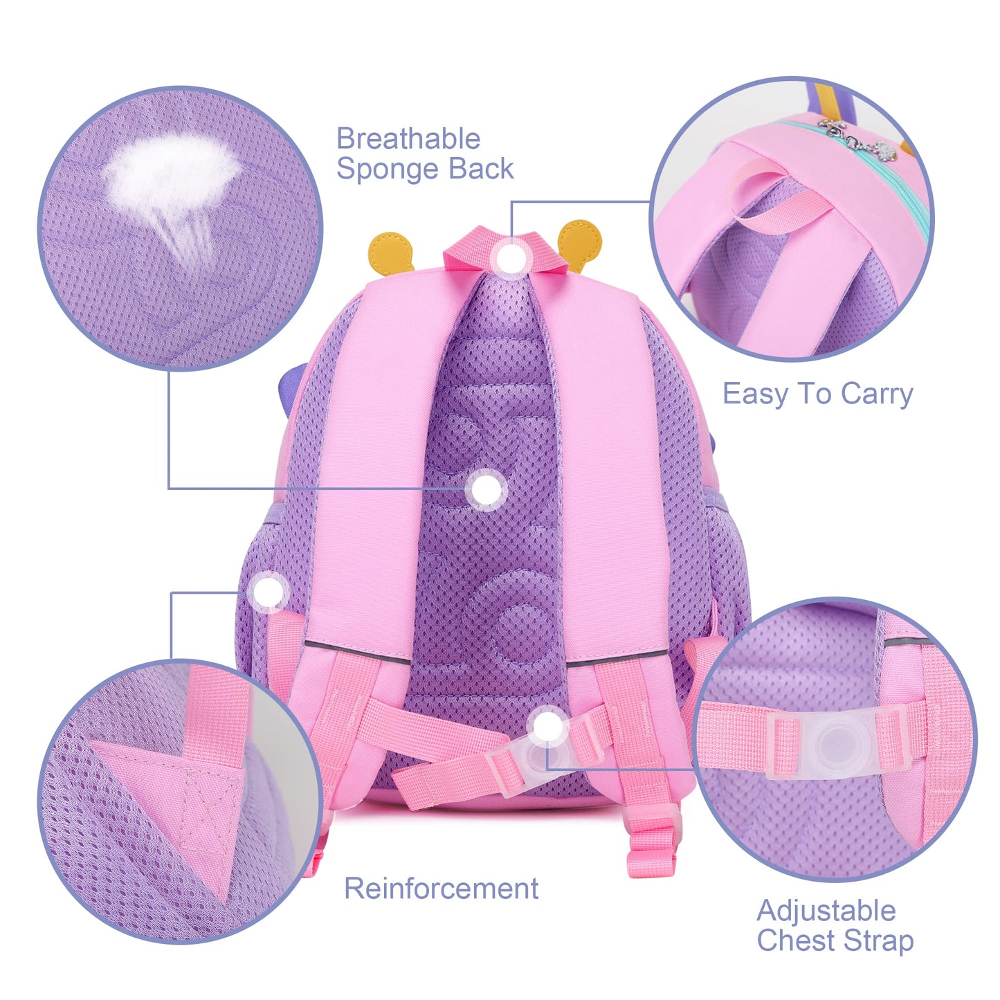 Toddler Backpack for 1-3 Year Old Girls & Boys Waterproof 3D Animal Cartoon Rabbit Design Kids Travel Backpack Lightweight Preschool Daycare Bag with Adjustable Straps(Little White Rabbit)