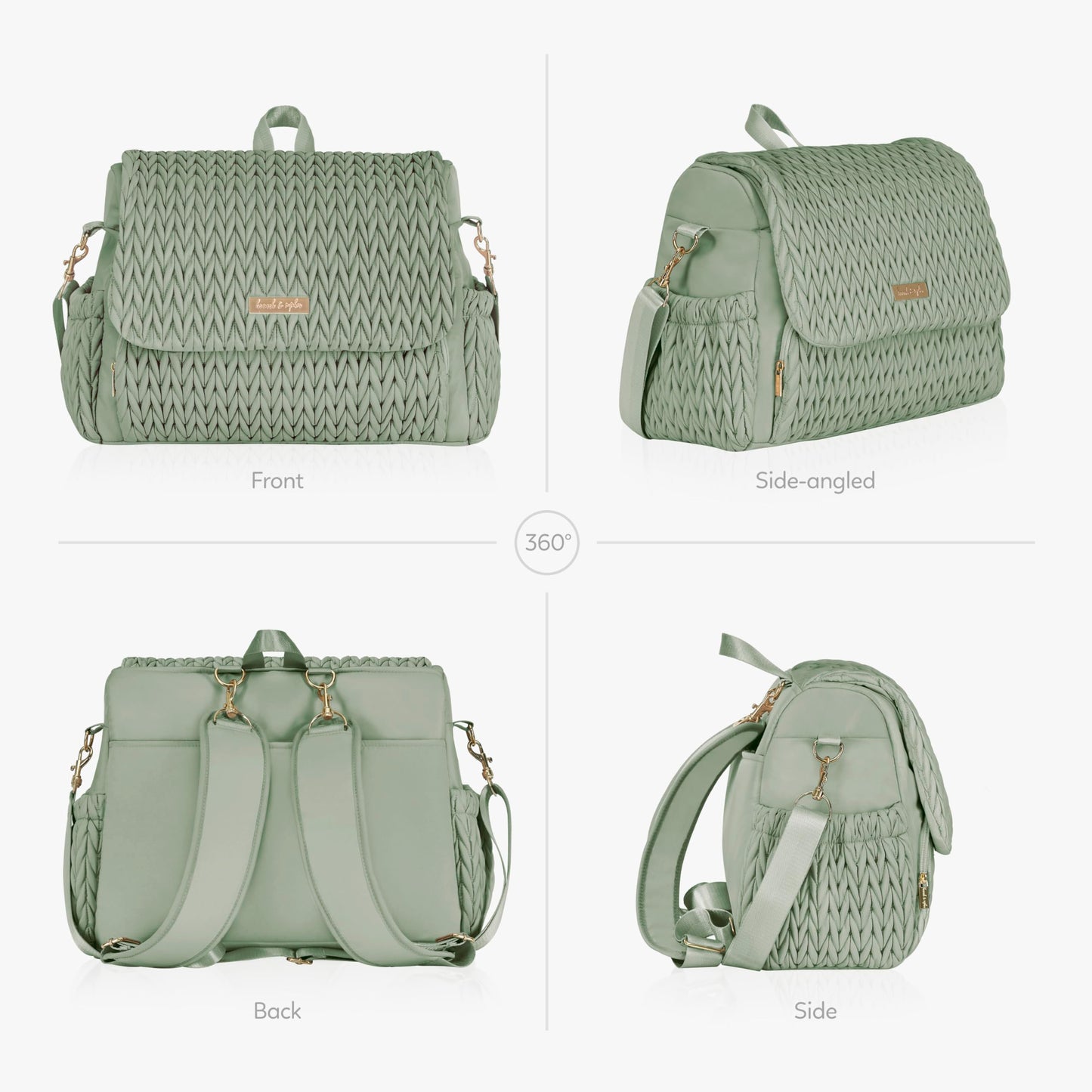 Hannah & Sophia Belle Convertible Baby Diaper Backpack & Bag in Black, Large Size, Dual Sided Water Resistant Changing Mat Included, Detachable Shoulder Straps, Easy To Use