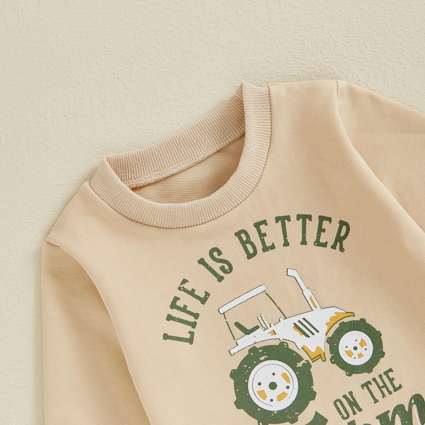 Toddler Baby Boy Fall Winter Outfits Tractor Print Long Sleeve Sweatshirt Pants Set Kids Sweatsuit Clothes