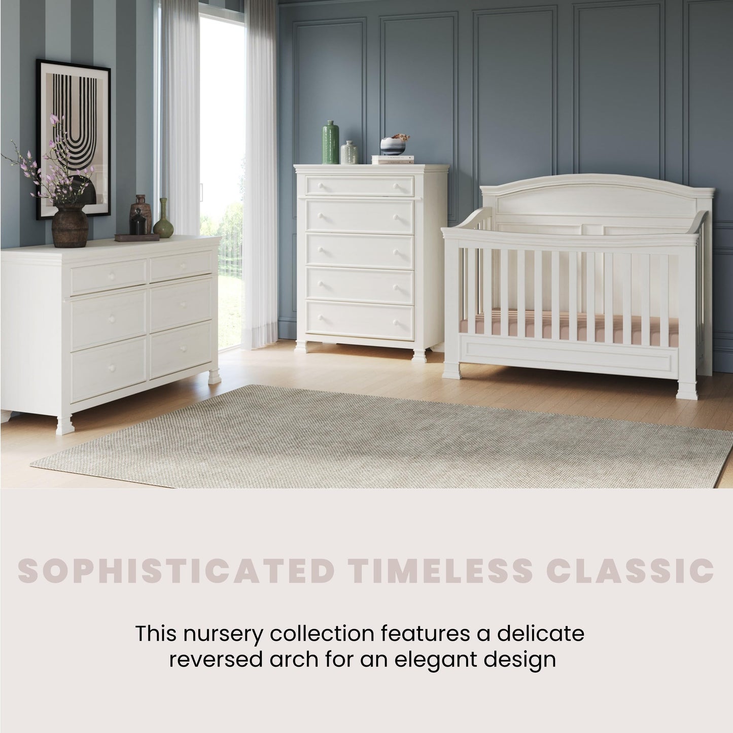 Child Craft Legacy Westgate 4-in-1 Convertible Crib, Baby Crib Converts to Day Bed, Toddler Bed and Full Size Bed, 3 Adjustable Mattress Positions, Baby Safe Finish, Fully Assembled (Vintage Linen)