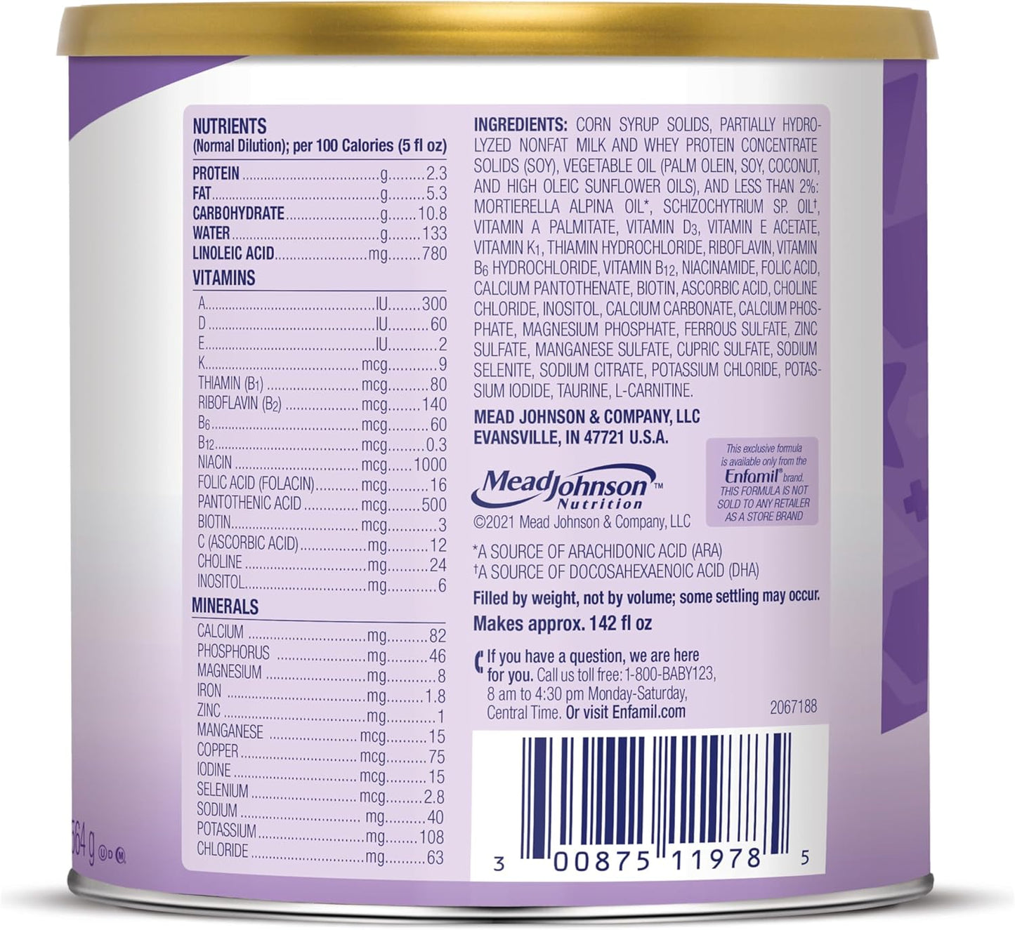 Enfamil Gentlease Baby Formula, Reduces Fussiness, Gas, Crying and Spit-up in 24 hours, DHA & Choline to support Brain development, Value Powder Can, 19.9 Oz