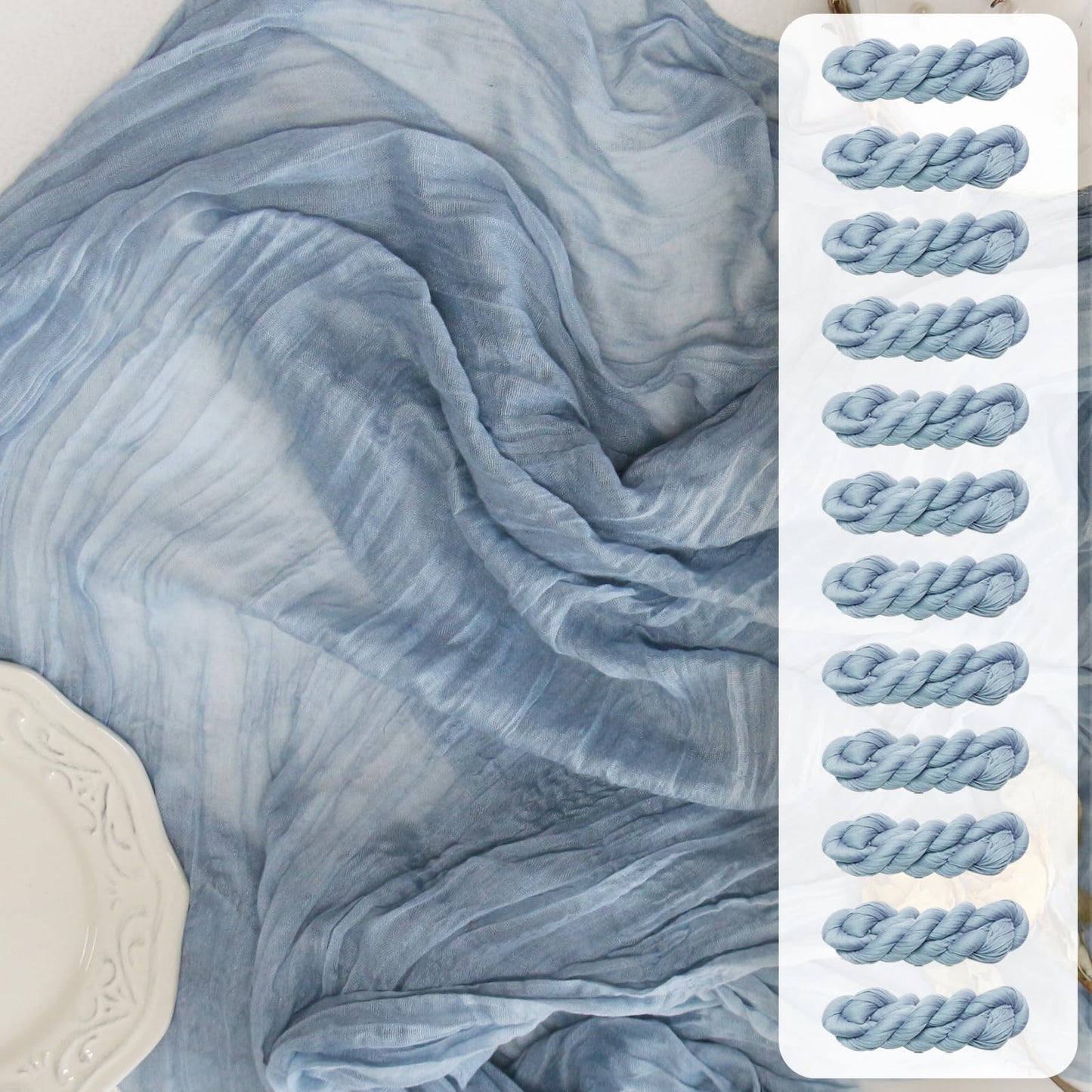 FEXIA Beige Cheesecloth Table Runner 35x120 Inches Ivory Gauze Rustic Boho Spring Easter Table Runner for Engagement Party Decorations Bridal Shower Wedding Party First Communion Centerpiece