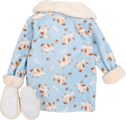 Jessica Simpson Baby 2 Pc Bath Robe and Slippers Set One Size Blue