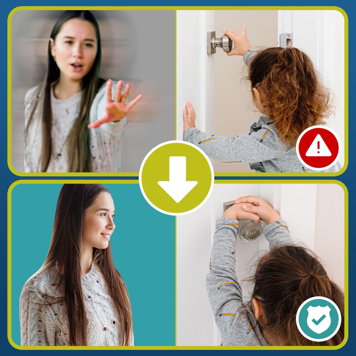 Child Safety Door Knob Cover (4 Pack) Hard-to-Remove Dual-Lock Door Handle Covers for Kids - Reusable Baby Proof Door Knob Locks - Installs Easily, No Tools Needed (White)