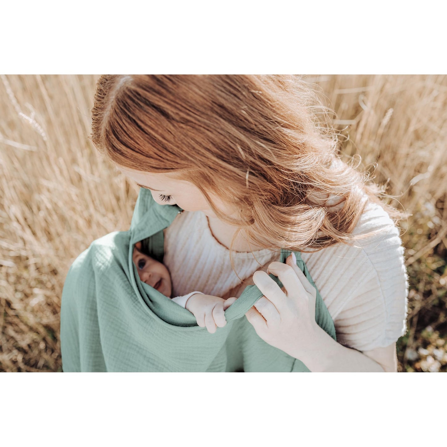 Konssy Muslin Nursing Cover for Baby Breastfeeding, Breathable 100% Cotton Breastfeeding Cover with Rigid Hoop for Mother Nursing Apron, Multi-use Carseat Canopy (Summer Wheat)