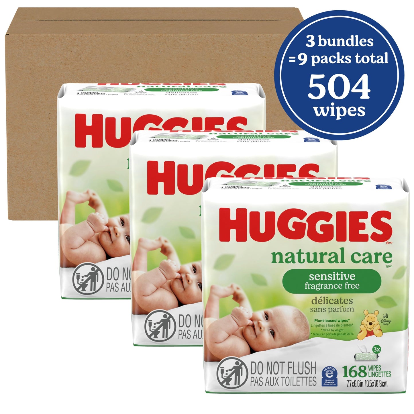 Huggies Natural Care Sensitive Baby Wipes, Unscented, Hypoallergenic, 99% Purified Water, 15 Flip-Top Packs (960 Wipes Total)