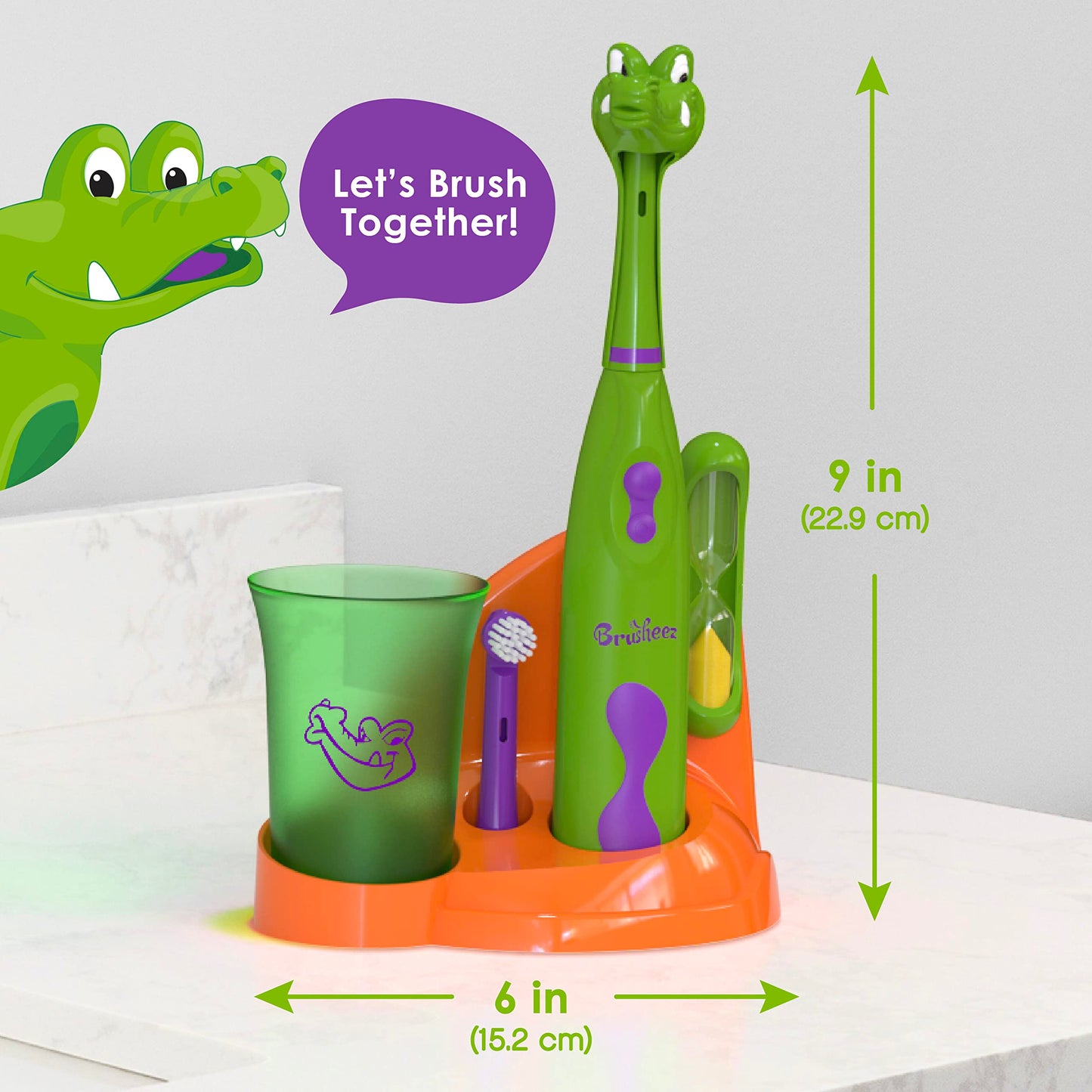 Brusheez Kids’ Electric Toothbrush Set - Safe & Effective for Ages 3+ - Parent Tested & Approved with Gentle Bristles, 2 Brush Heads, Rinse Cup, 2-Minute Timer, & Storage Base (Sparkle The Unicorn)