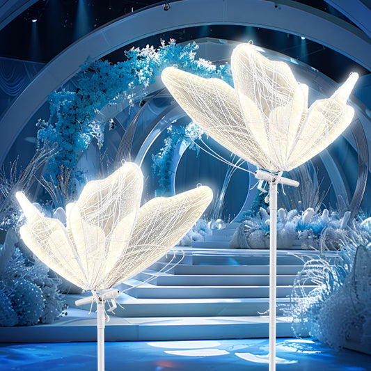 Butterfly Floor Lamp for Wedding Decor - 3 Color LED Ambient Lighting, Wall/Ceiling Mounted Romantic Party Lamp, Iron & Lace Design (23.6in, 1 PCS)