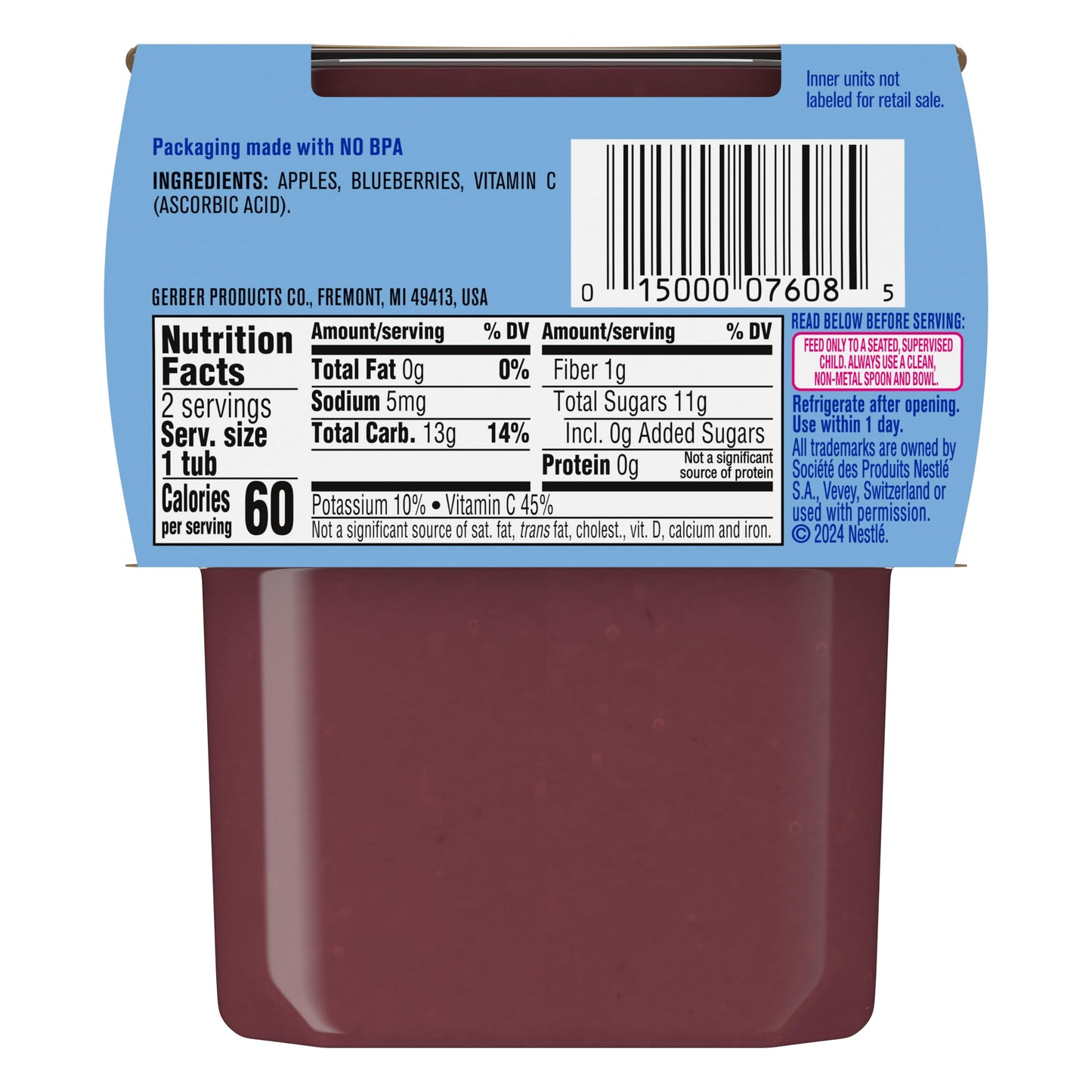 Gerber 2nd Foods Banana Blackberry Blueberry 4 Ounce Tubs, 2 Count (Pack of 8)