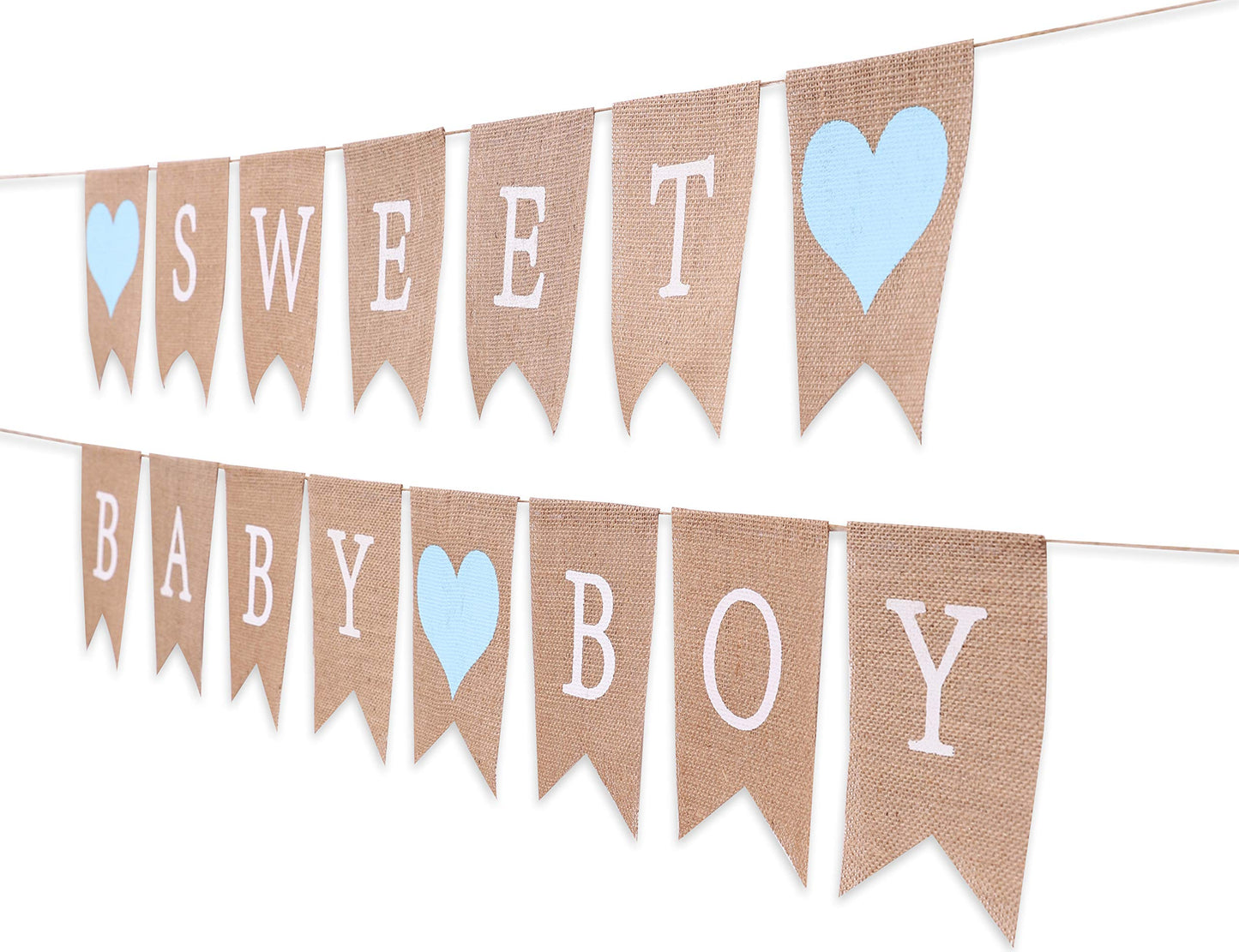 Sweet Baby Boy Burlap Banner - Rustic Baby Shower Decorations, Photo Props (Sweet Baby Boy Blue)