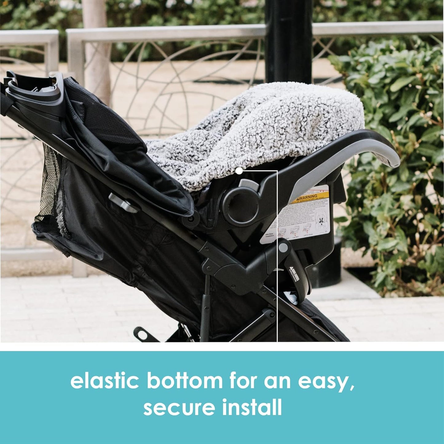 JJ Cole Winter Baby Car Seat Cover - Winter Car Seat Cover for Baby Seat or Stroller - Infant Car Seat Covers with Warm Sherpa Lining - Cuddly Gray
