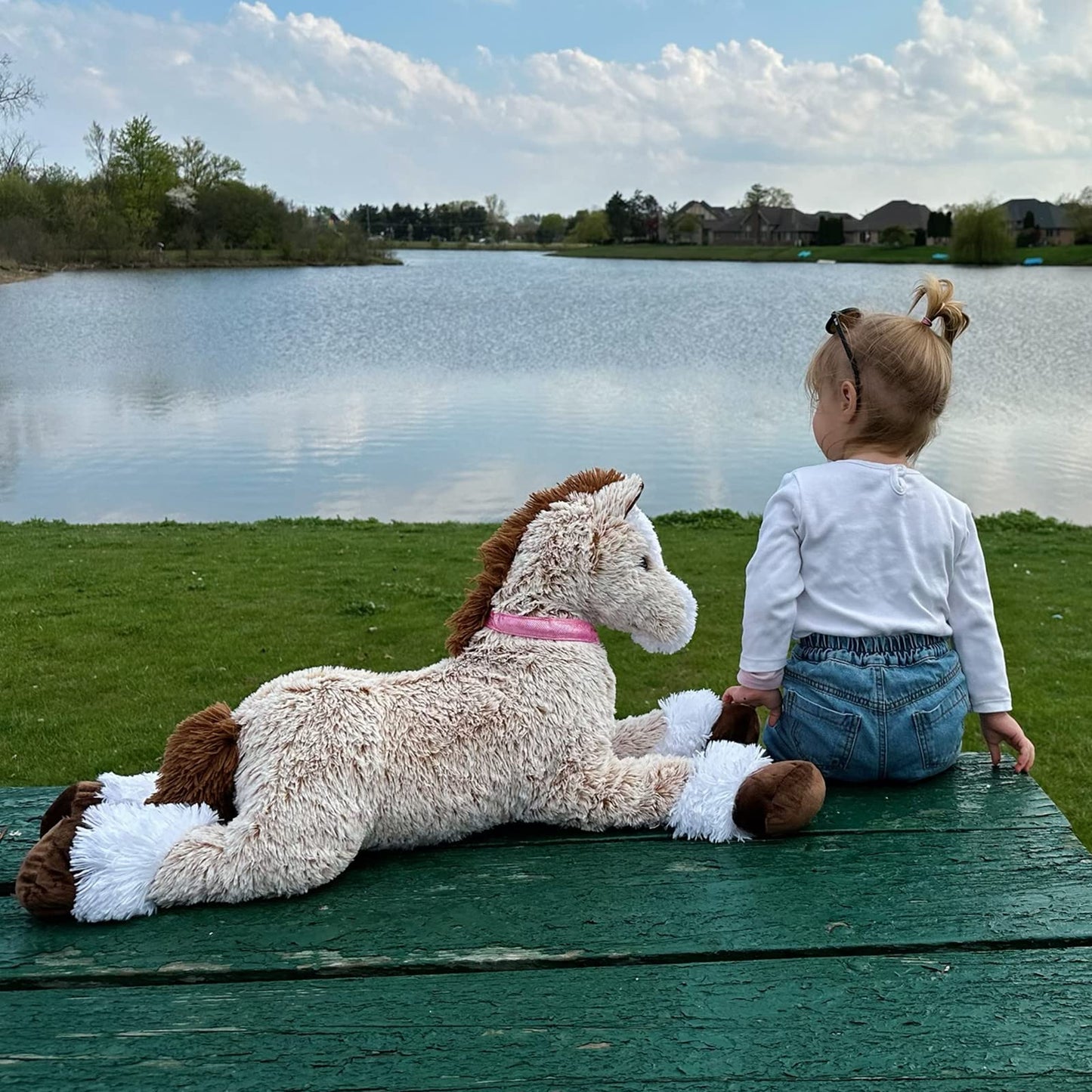 Tezituor 47 Inch Giant Horse Stuffed Animal, 4ft Realistic Chocolate Stuffed Horse Plush Toy, Hugging Soft Horse Pony Plush Pillow for Boys Girls,
