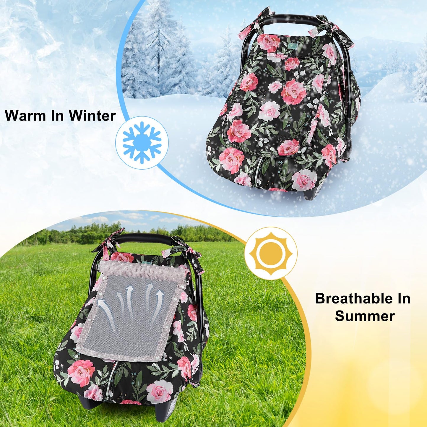 Unicorn Castle Baby Car Seat Cover Infant Car Seat Covers for Babies Breathable Car Seat Canopy Mesh Window Carseat Cover for Four Seasons Newborn