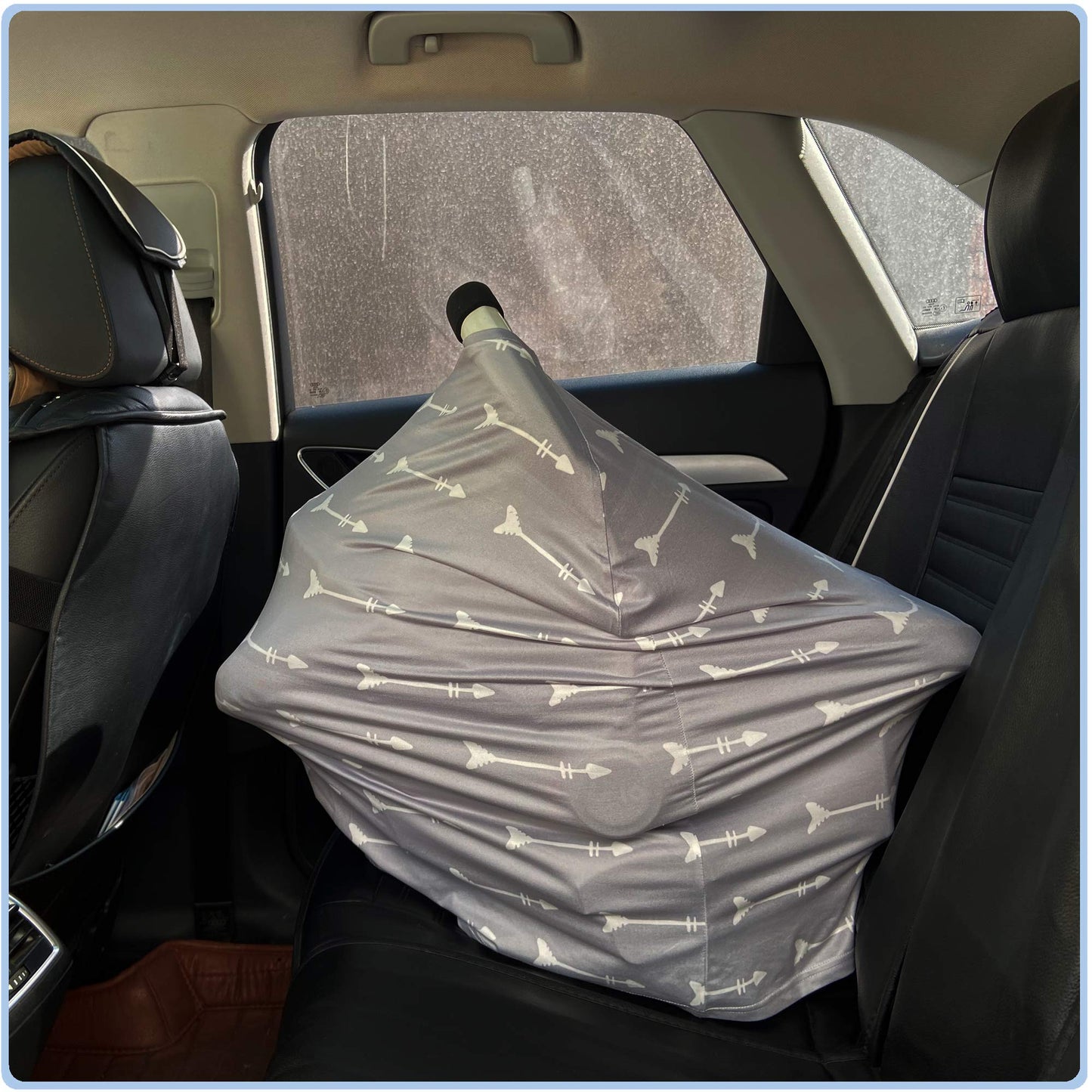 Car Seat Covers Canopy Cover - Multi-use Cover Carseat Canopy, Breathable Breastfeeding Cover, Car Seat Covers for Bbies, Boys & Girls Shower Gifts (Dark Blue Dinosaur)