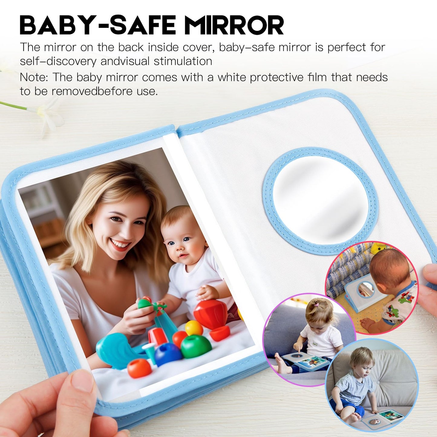 Baby's My First Photo Album for Baby Holds 21 4x6 Photos, Baby Photo Album Soft Cloth Family Book, My First Family Album for 4x6 Baby Shower Kids Toddlers Family Pictures, Toddler Photo Album (Blue)