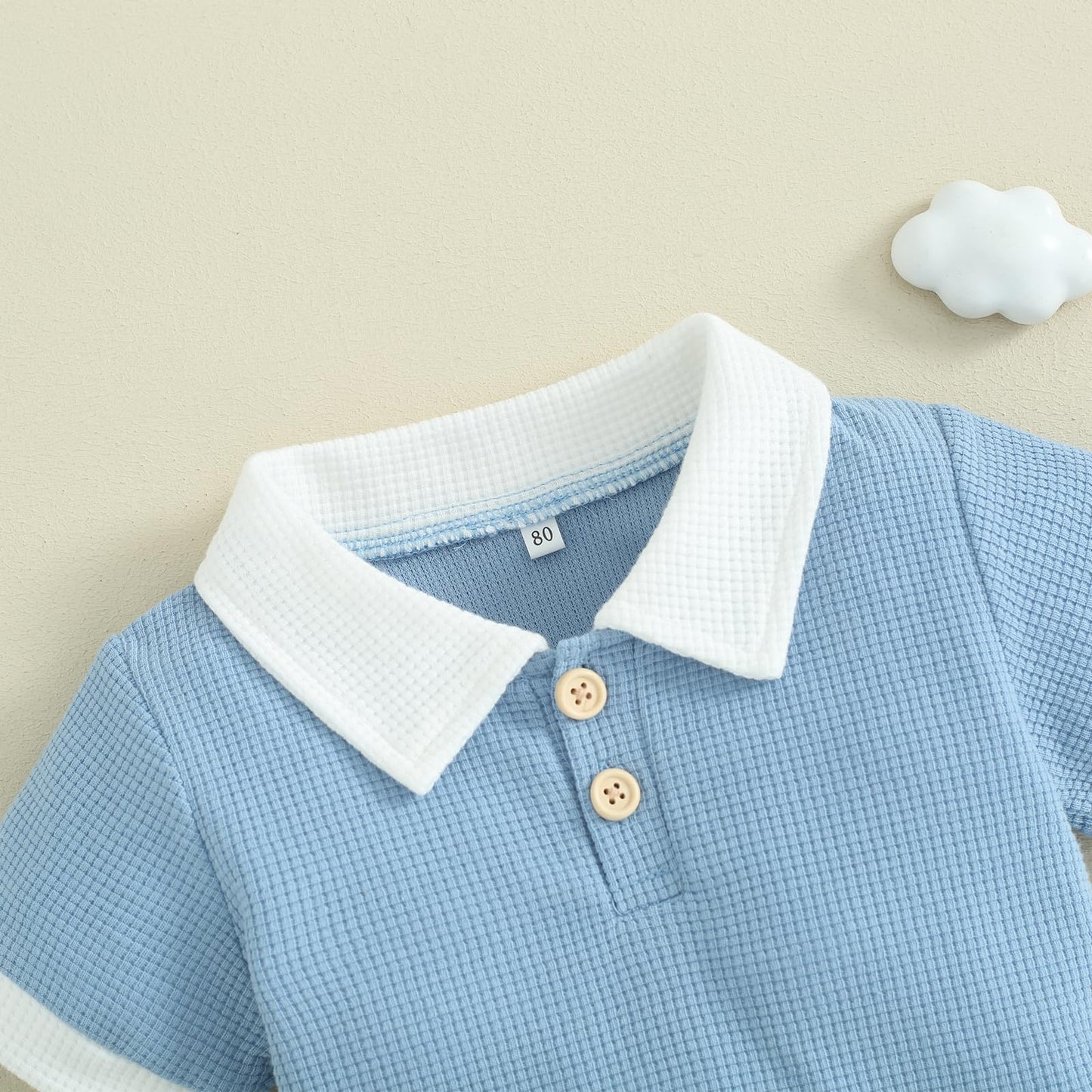 Kuriozud Newborn Baby Boy Summer Clothes Button Short Sleeve Romper Bodysuit Shorts Set Toddler Soft Waffle Outfit