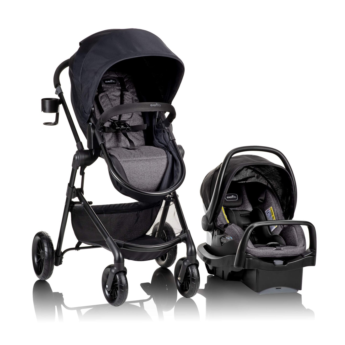 Evenflo Pivot Modular Travel System with LiteMax Infant Car Seat with Anti-Rebound Bar (Desert Tan)