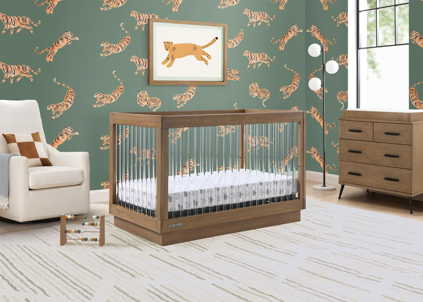 Delta Children James Acrylic 4-in-1 Convertible Crib - Greenguard Gold Certified, Midnight Grey/Acorn