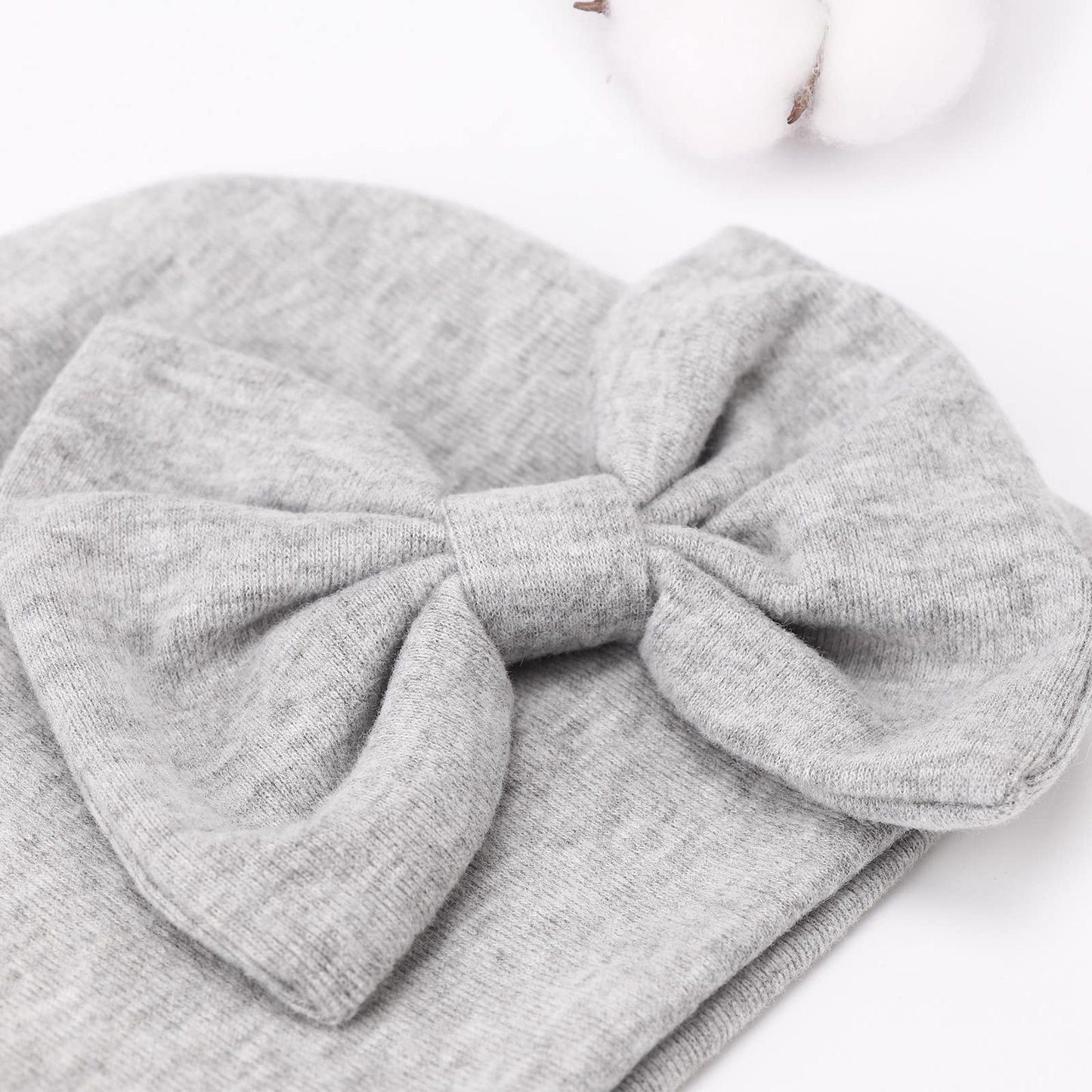 BQUBO Newborn Baby Girls Hats Mittens Set Hospital Hat Beanie Infant Bow Hats Baby Cotton Gloves for 0-6 Months