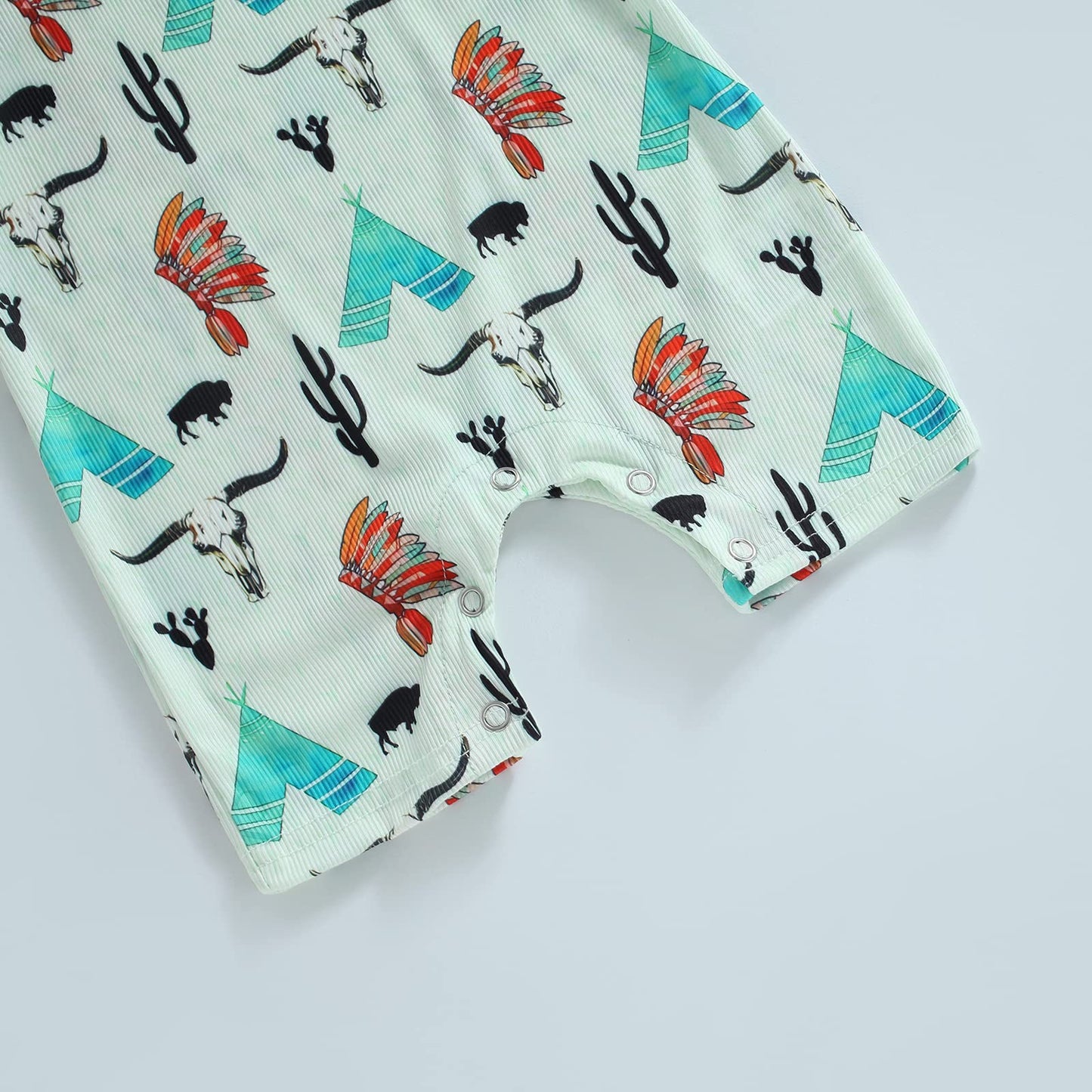 Gueuusu Country Baby Clothes Boy Girl Western Cow Print Short Sleeve Romper Bodysuit Ribbed One Piece Jumpsuit Summer Outfit