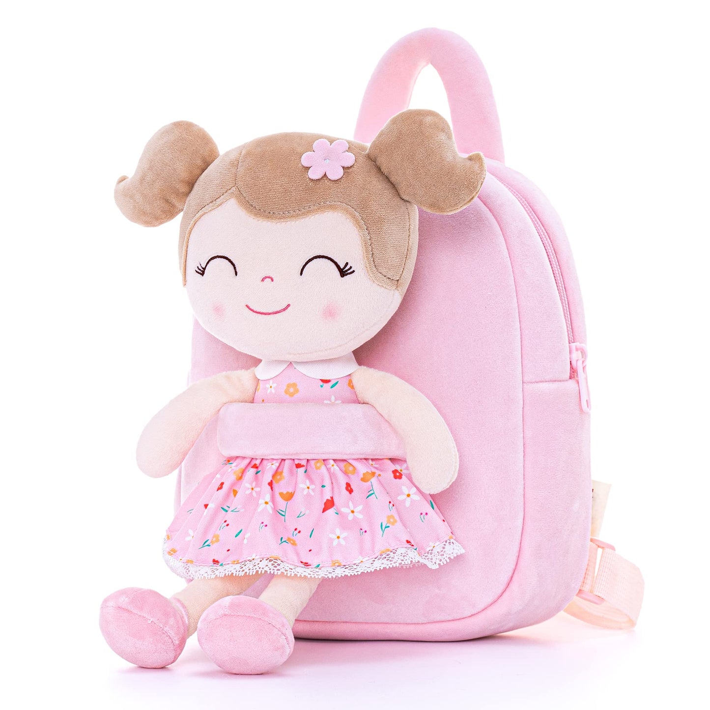 Gloveleya Toddler Backpack Baby Ballerina Girl Gifts Plush Curly Hair Ballet Backpack - Black Blonde 9 inches