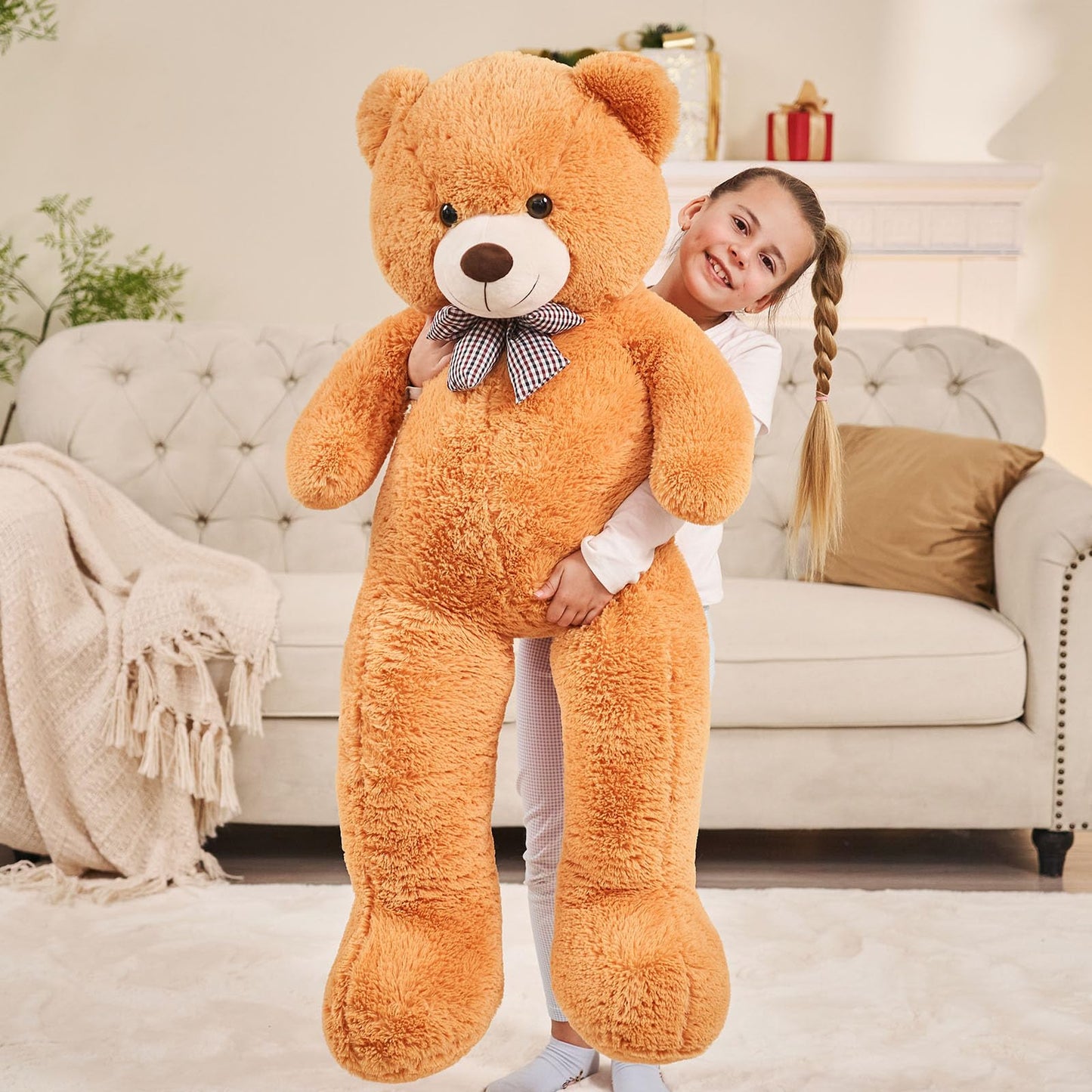 51 inch Big Teddy Bear Cute Giant Stuffed Animals Soft Plush Toy for Girlfriend Kids for Birthday Christmas Valentine's Day