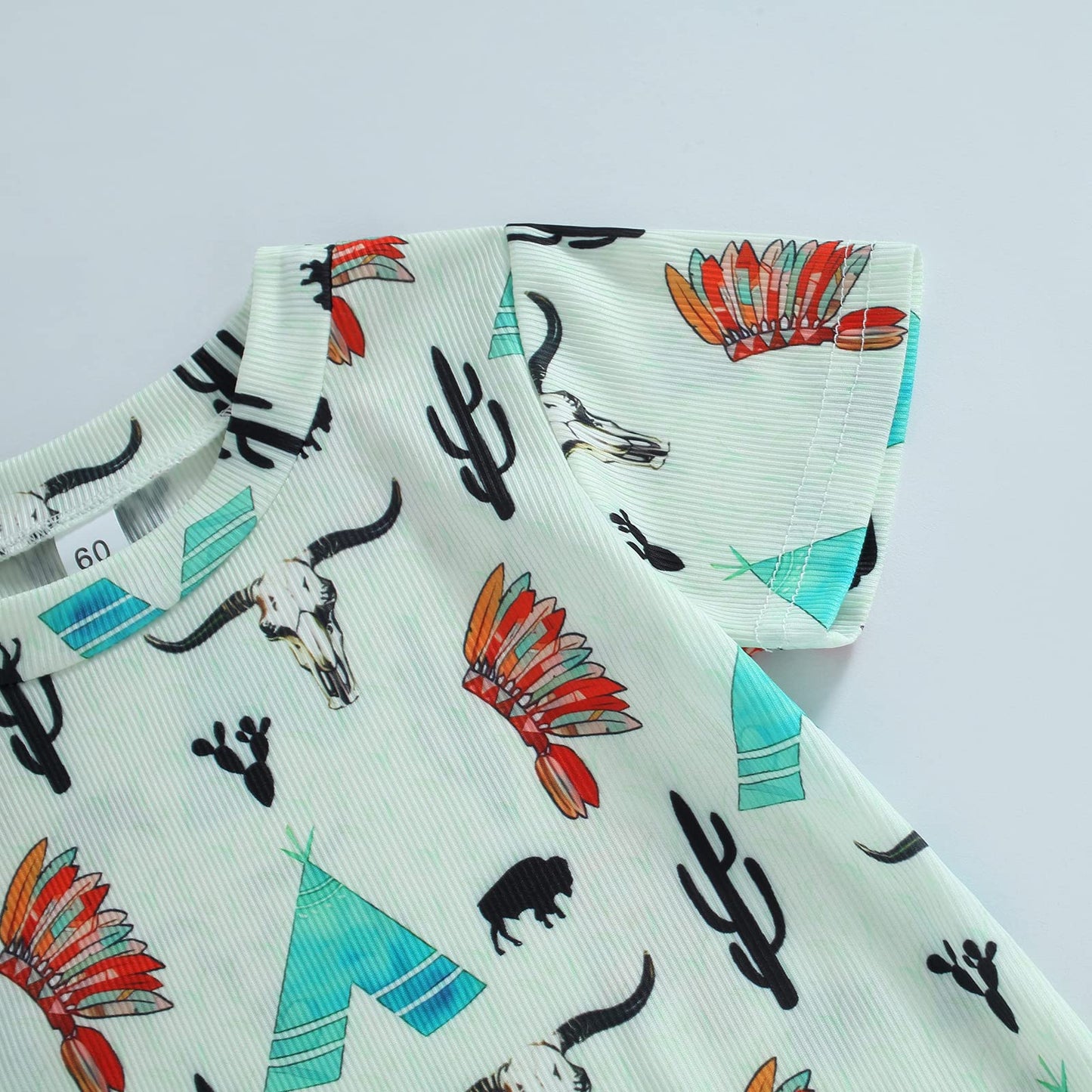 Gueuusu Country Baby Clothes Boy Girl Western Cow Print Short Sleeve Romper Bodysuit Ribbed One Piece Jumpsuit Summer Outfit