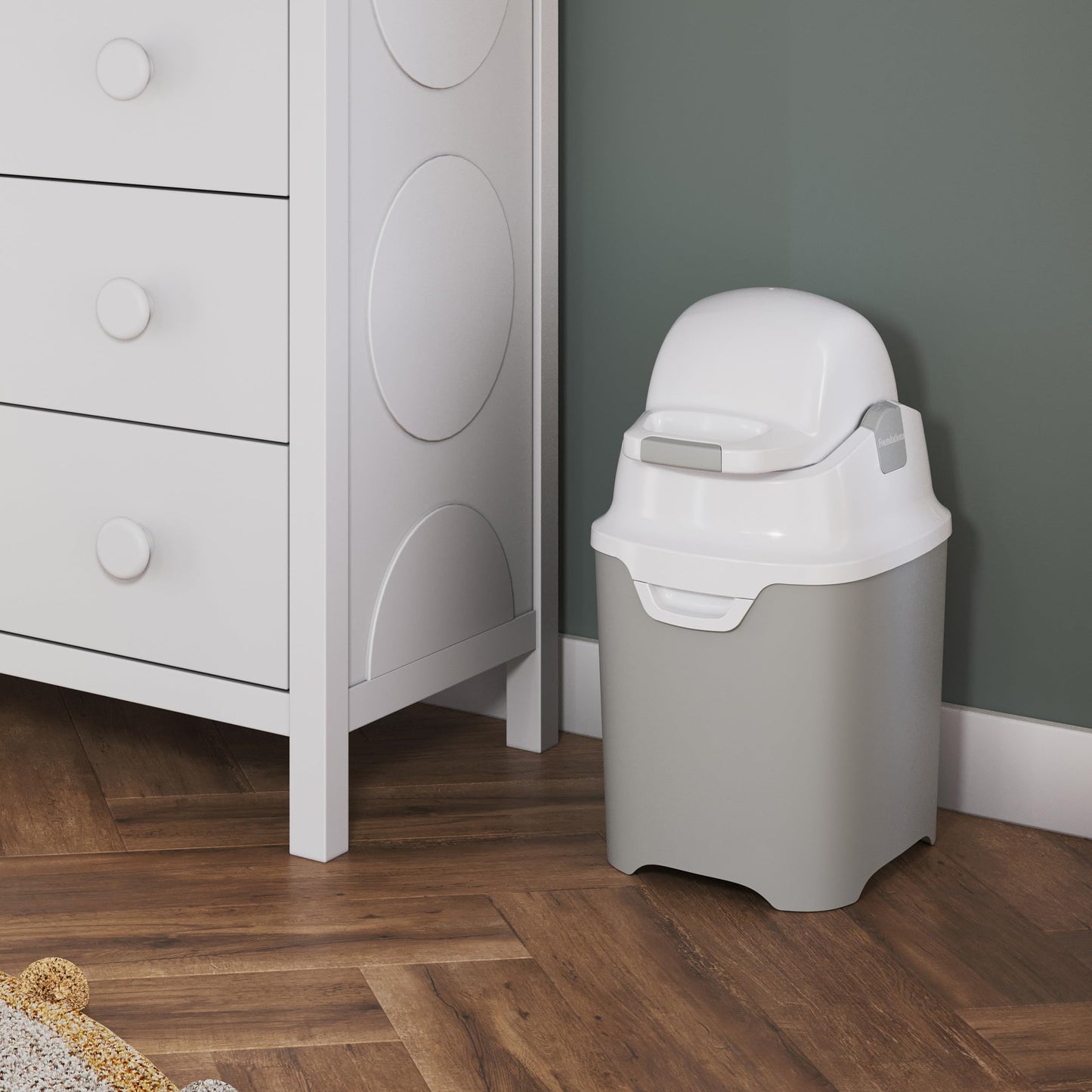 Foundations Mini Diaper Pail with Airtight Lid - Durable & Odorless Diaper Disposal, Large Capacity, Holds up to 30 Newborn Diapers, Refill with Any Bags - Pink