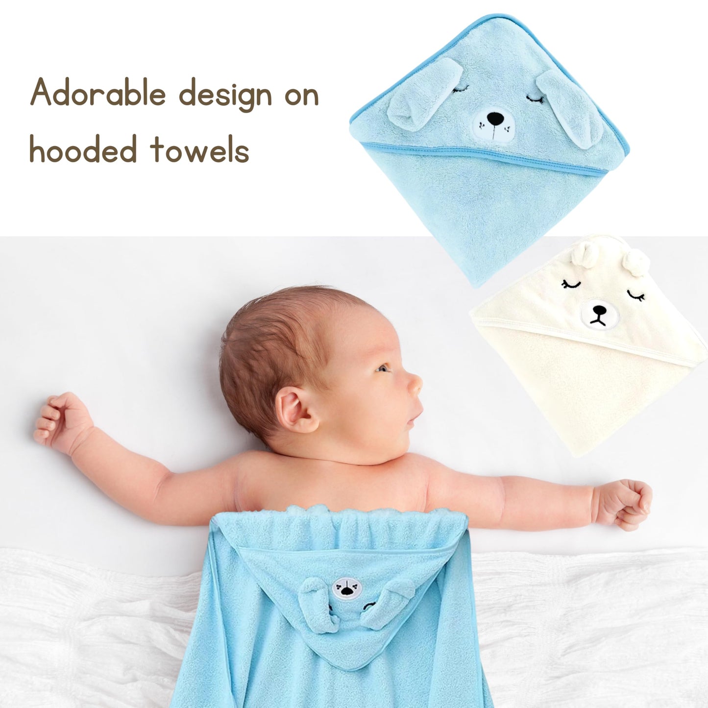 2 Pack Soft Baby Bath Towels with Cute Design. Absorbent Baby Towels for Newborn Gift Set of Hooded Towels for Baby Boys Girls and Neutral (Pink)