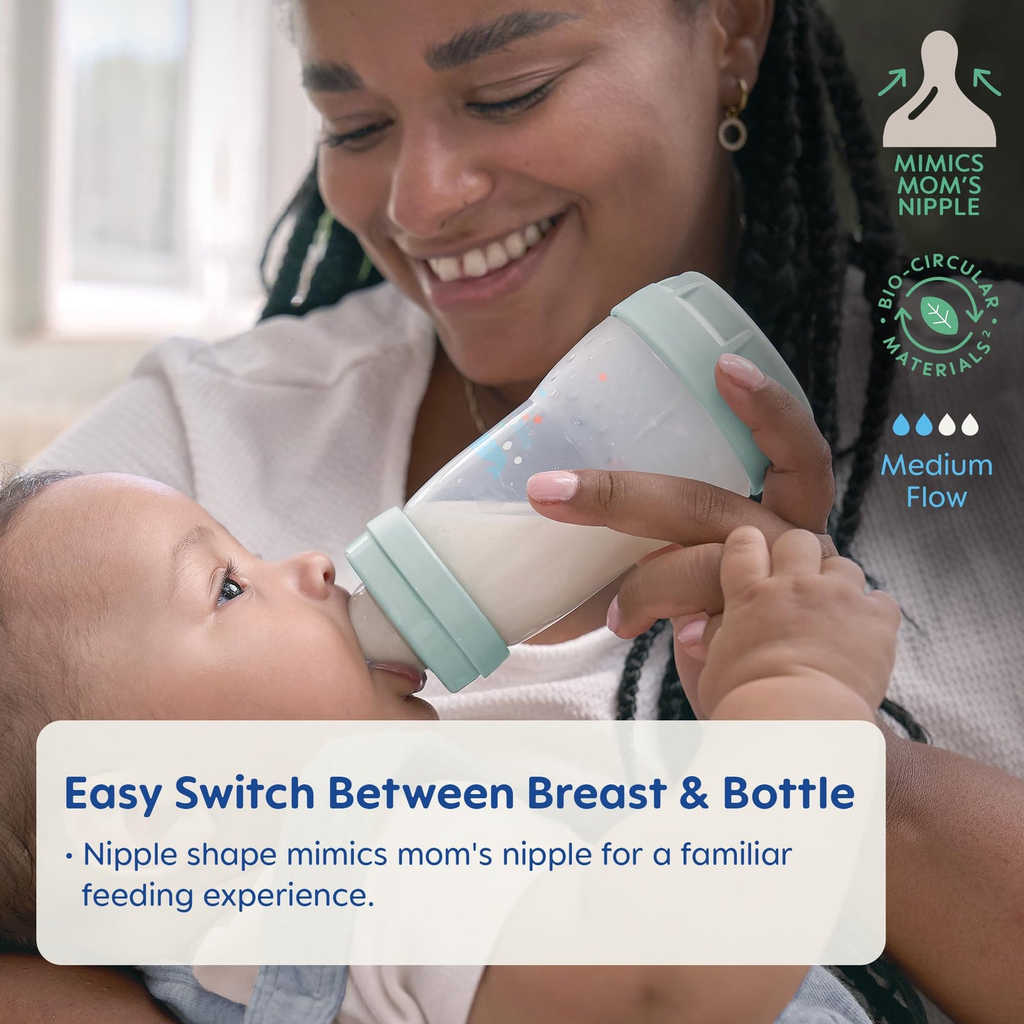 MAM 9oz Easy Start Anti-Colic Baby Bottles, Medium Flow, Breastfeeding-Like Silicone Nipple Bottle, Reduces Colic, Gas, & Reflux, Easy-to-Clean, BPA-Free, 2+ Months