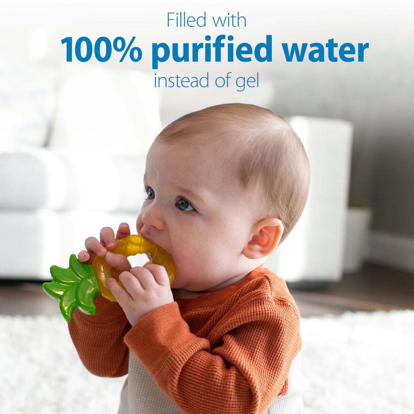 Dr. Brown's AquaCool Water-Filled Baby Teether, Cools & Massages Sore Gums, BPA Free, Pineapple and Apple, 2 Pack, 3m+