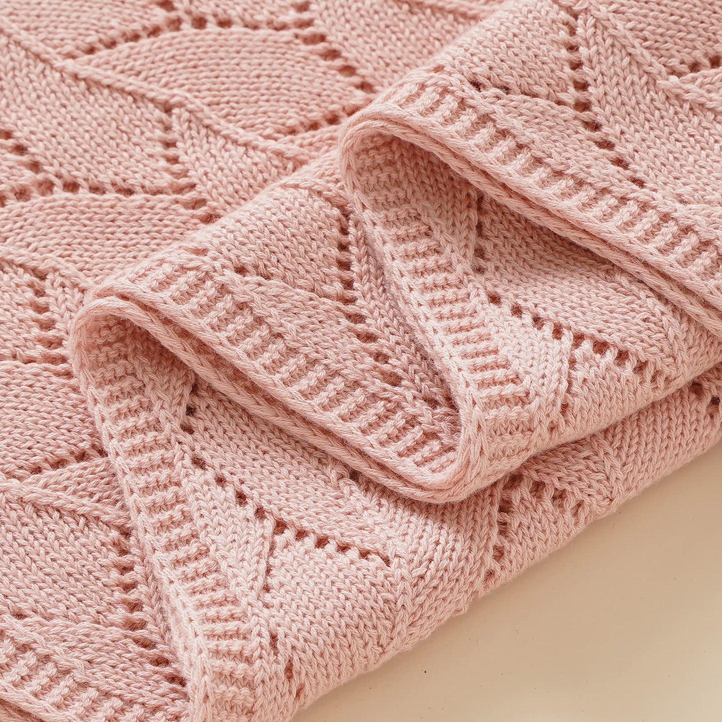 mimixiong 100% Pure Cotton Baby Blanket Extra Soft Cellular Neutral Swaddle Receiving Crib Blanket for Newborn Baby Boy Girl Size 30 x 40 inches (Pink)