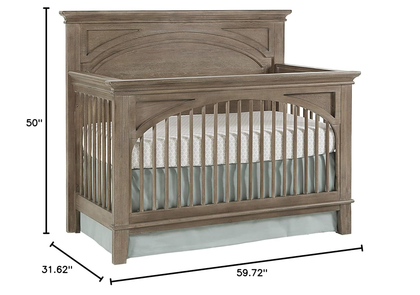 Westwood Design Leland 4 in 1 Convertible Crib with Spindle, Stone Washed