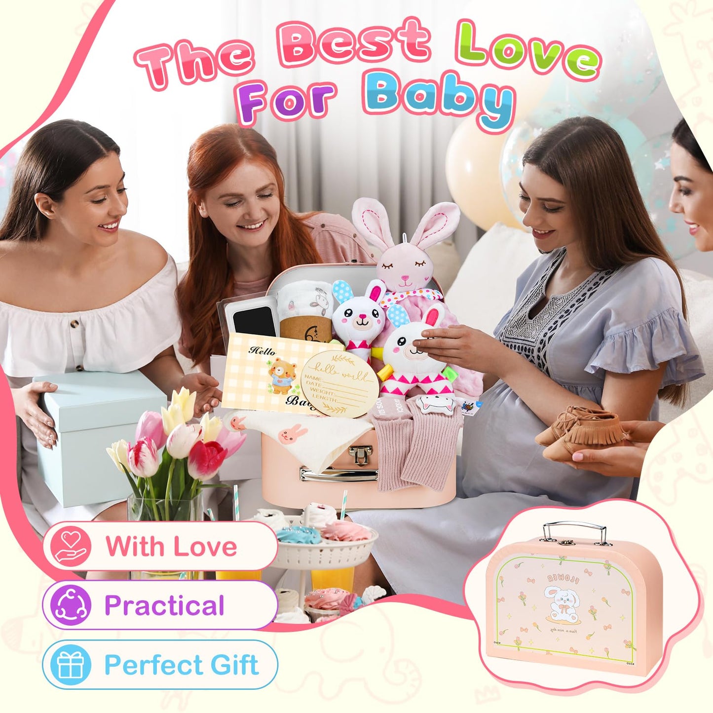 Baby Boy Gifts for Baby Shower, 10Pcs Newborn Baby Shower Boy Gift, Premium & Exquisite Welcome Baby Gift Basket Set Baby Boy Shower Gifts, Baby Boy Gift Basket Set & Baby Boy Gifts Set