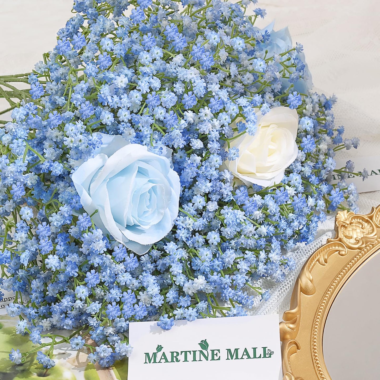 MARTINE MALL Babys Breath Artificial Flowers, 15 PCS White Baby Breath Flowers Artificial Bulk, Fake Babys Breath Gypsophila Real Touch Faux Babys Breath for Wedding Floral Arrangement Home Decor