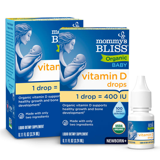Mommy's Bliss Organic Baby Vitamin D Drops | Promotes Healthy Growth and Bone Development | Age Newborn+ | 0.11 Fl Oz (100 Servings)