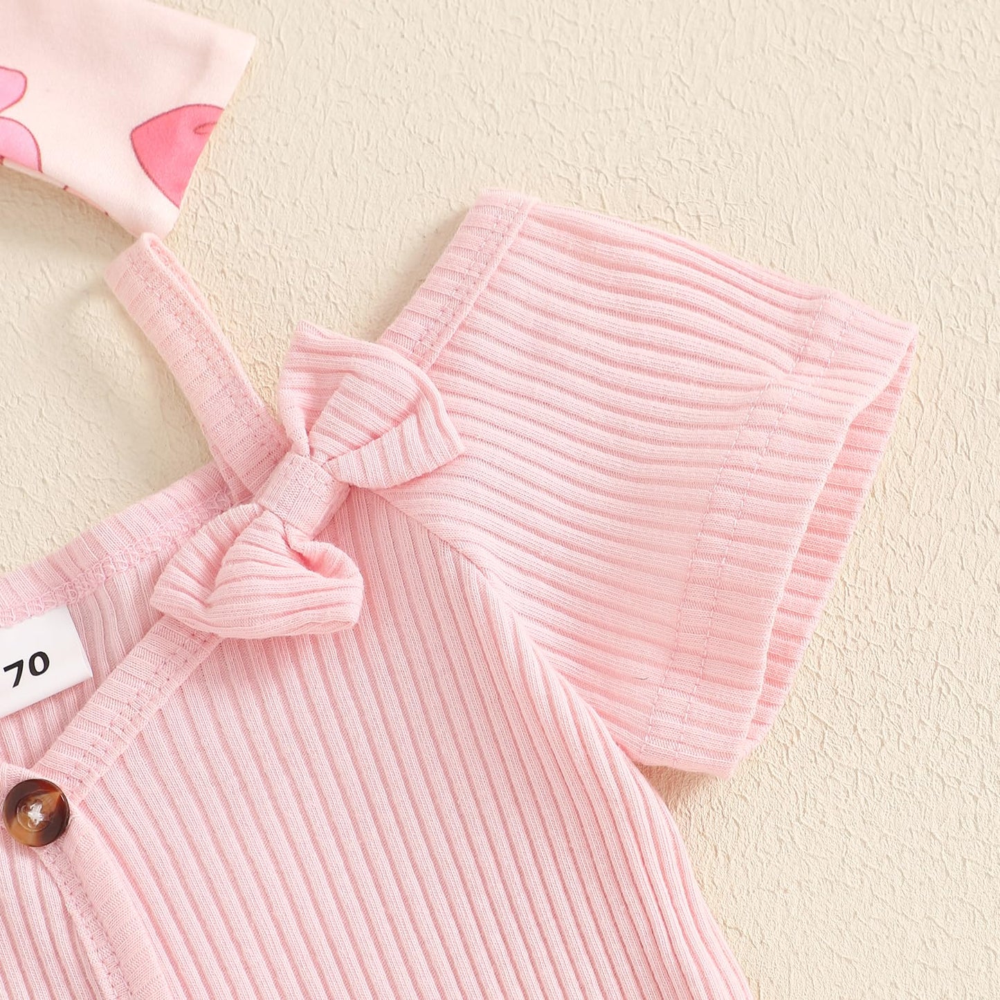 Fernvia Infant Baby Girl Clothes Suspenders Short Sleeve Ribbed Romper Flared Pants Set Headband 3pcs Summer Outfit