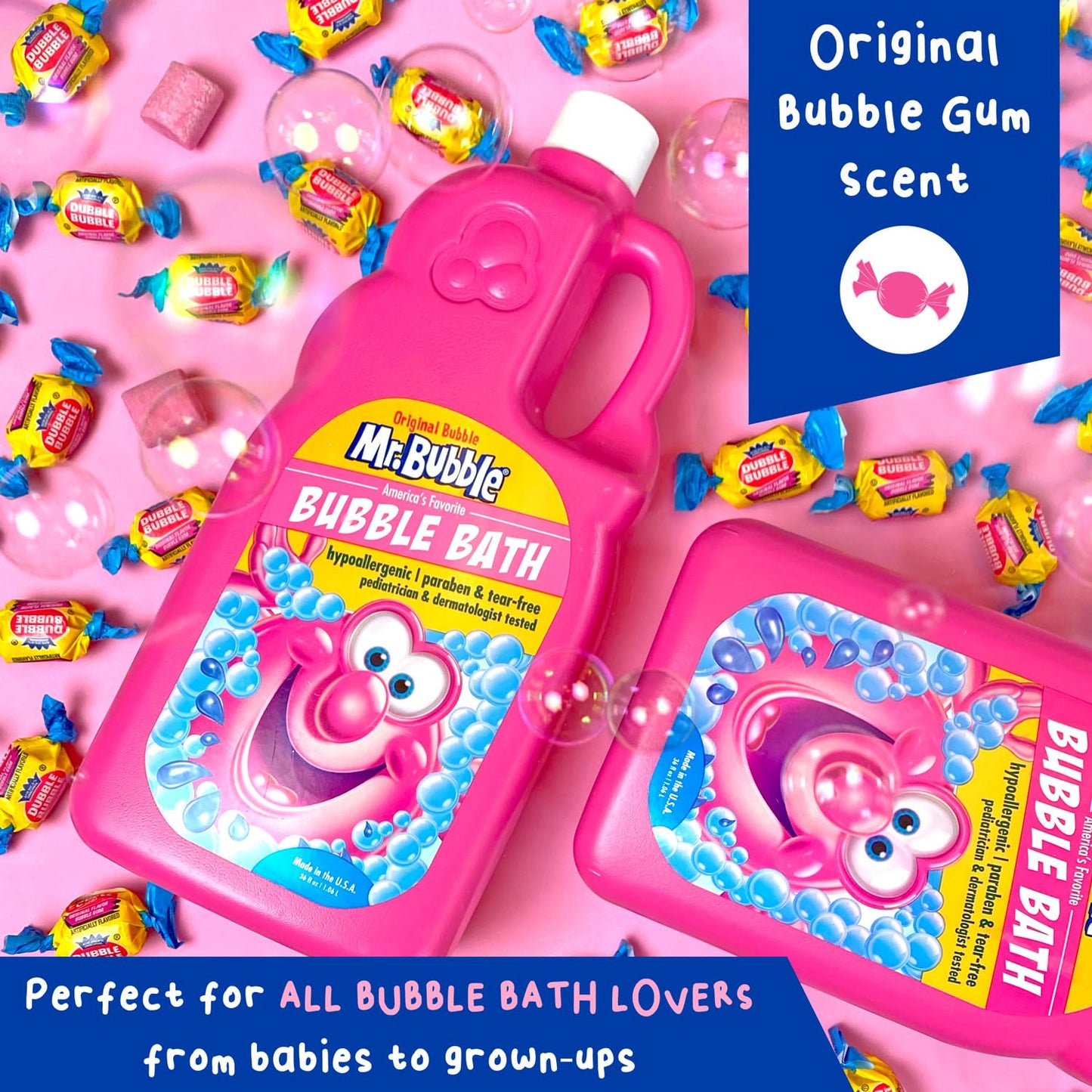 Mr. Bubble Extra Gentle Bubble Bath - Hypoallergenic, Tear Free Bubble Bath Solution Perfect for Sensitive Skin (Pack of 2 Bottles, 16 fl oz Each)