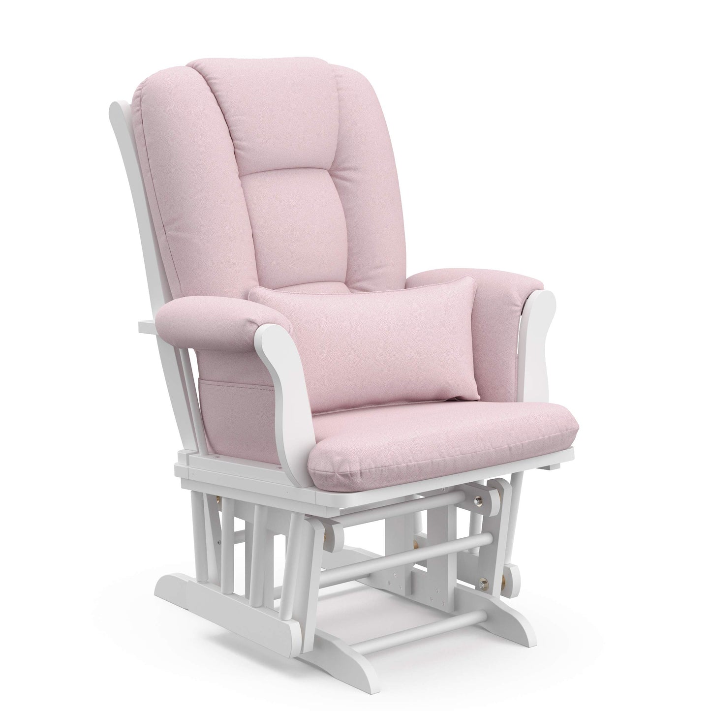 Storkcraft Tuscany Custom Glider and Ottoman with Free Lumbar Pillow (White/Slate Gray Swirl) - Cleanable Upholstered Comfort Rocking Nursery Chair with Ottoman