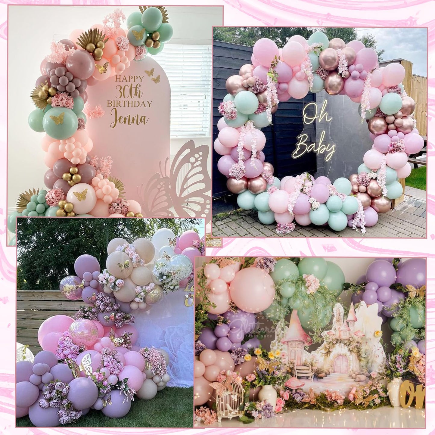 Pink White Balloon Arch Kit, Double Stuffed Pastel Pink Ivory White Balloon Garland, Baby Pink Cream White Balloons with 3pcs 18Inch Clear Balloons for Girls Birthday Baby Shower Party Decorations