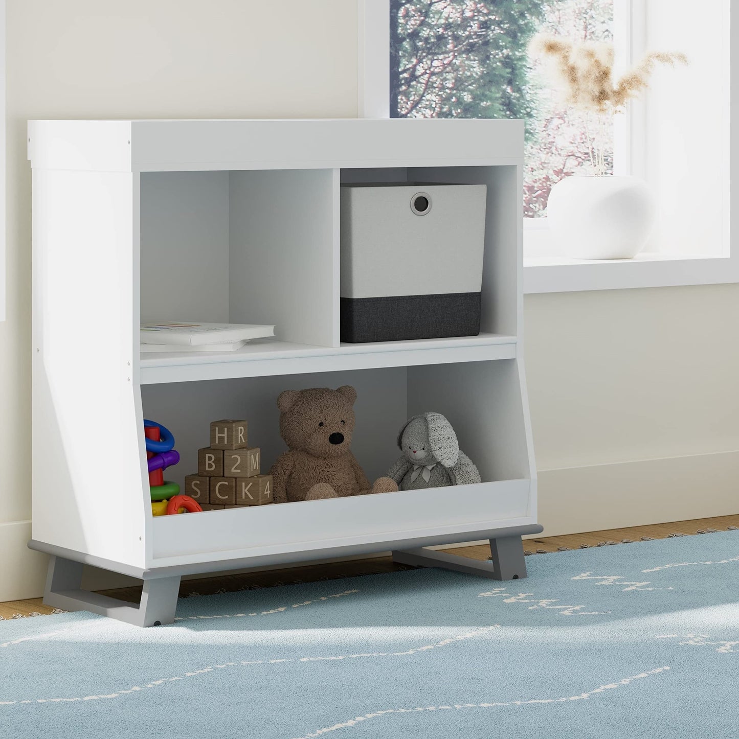 Storkcraft Modern Nursery Changing Table Dresser (White with White) – GREENGUARD Gold Certified, Dresser for Nursery, Changing Table With Drawers