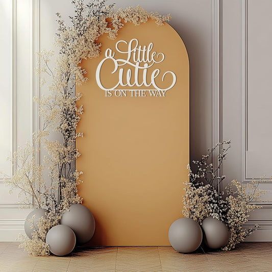 A Little Cutie is on the way Sign for Baby Shower backdrop wall decoration, Wooden cut out banner, Orange citrus theme photo booth centerpiece decor