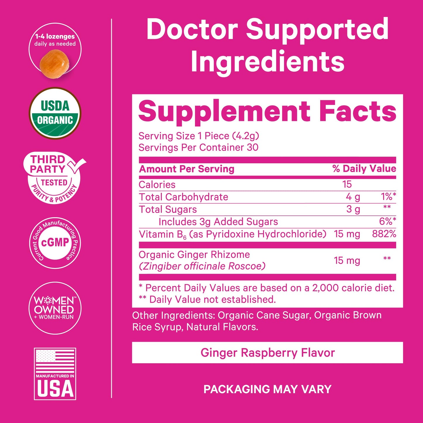 Pink Stork Organic Peppermint Sweets for Morning Sickness and Motion Sickness Support, Added Vitamin B6, 1st Trimester Pregnancy Must Haves - 30 Wrapped Peppermint Candies
