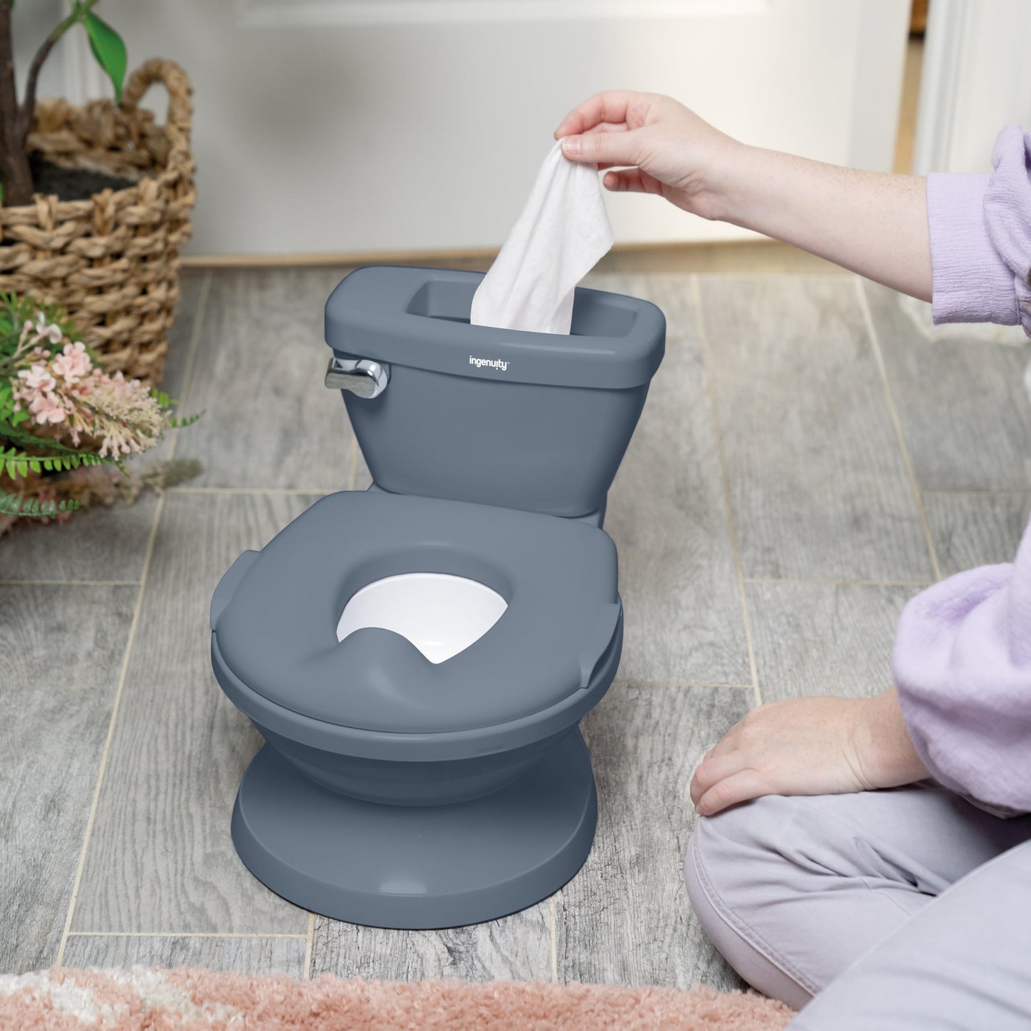 Summer Infant by Ingenuity My Size Potty Pro in White, Toddler Potty Training Toilet, Lifelike Flushing Sound, for Ages 18 Months+, Up to 50 Pounds