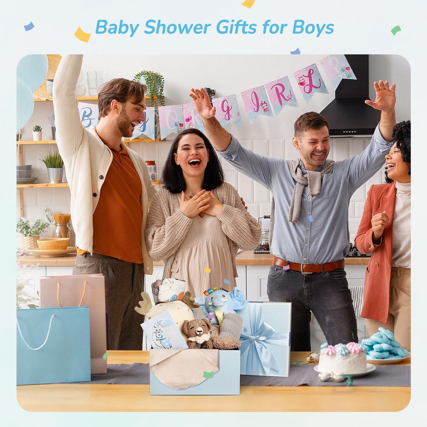 10PCS Baby Gift Set, Baby Gift Basket for Boys Girls, Gender Neutral Gifts, Baby Bath Sets for New Baby, Rattle Swaddle Blanket Baby Gifts for Boys Girls