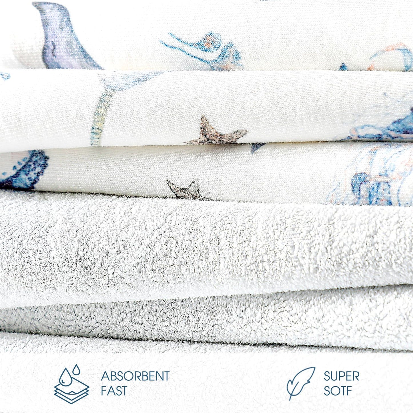 GRSSDER Baby Hooded Towel 2 Pack for Newborn, Super Soft Bath Towels with Original Design, Ultra Absorbent Knit Terry, Large Toddler Towels with Hood for Girls, Shower Gifts for Infant, 34"x 34"