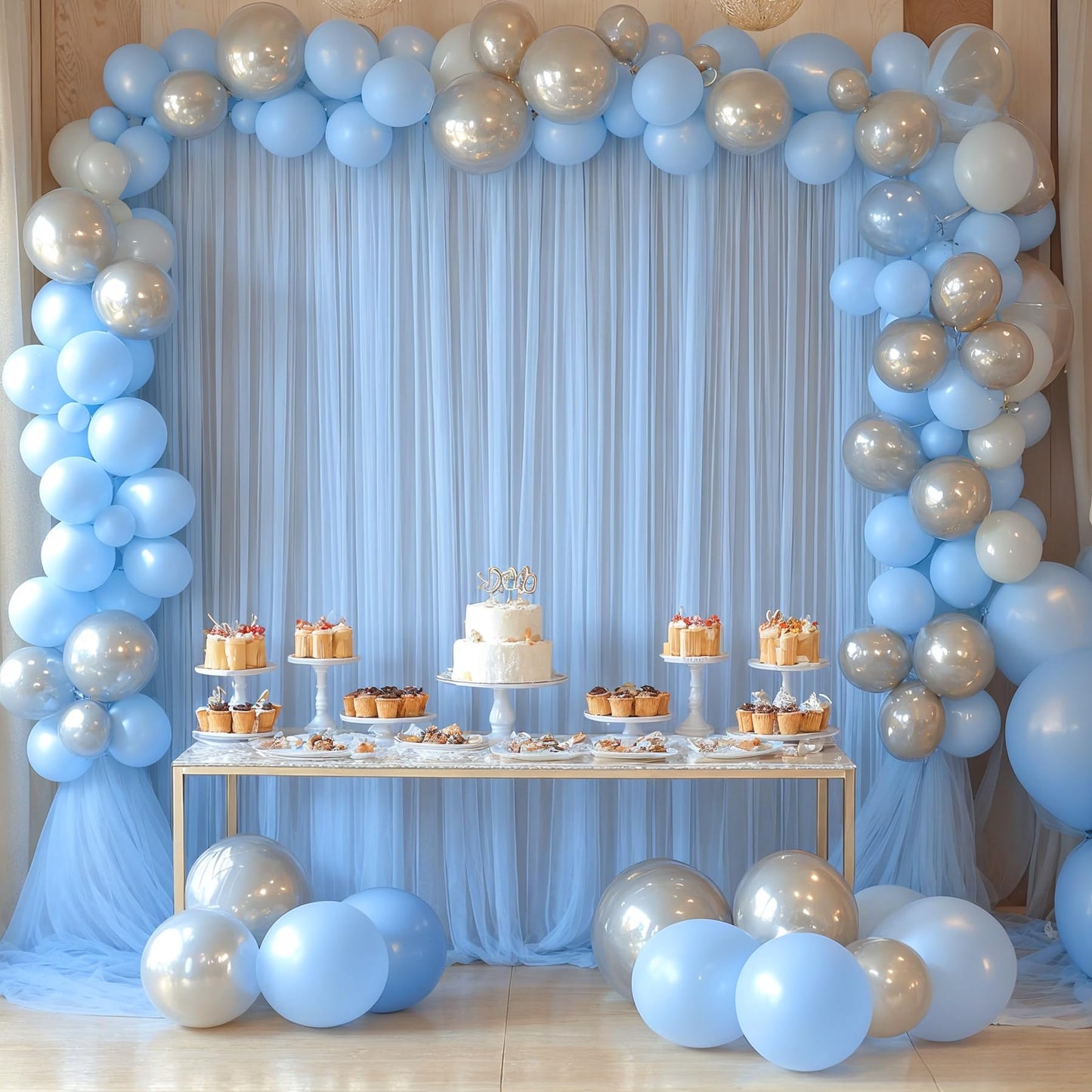 Champagne Tulle Backdrop Curtain for Parties Wedding 10ft×8ft Champagne Sheer Backdrop Curtains for Baby Shower Bridal Shower Reception Birthday Party Christmas Photoshoot Decorations 2 Panels