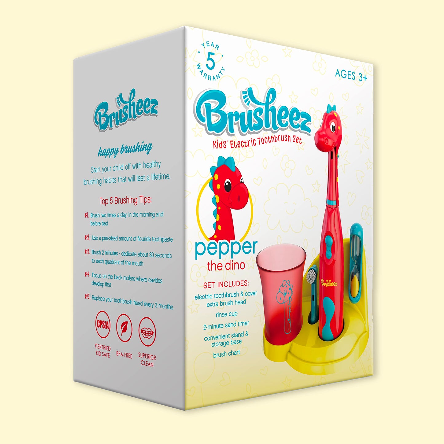 Brusheez Kids’ Electric Toothbrush Set - Safe & Effective for Ages 3+ - Parent Tested & Approved with Gentle Bristles, 2 Brush Heads, Rinse Cup, 2-Minute Timer, & Storage Base (Sparkle The Unicorn)